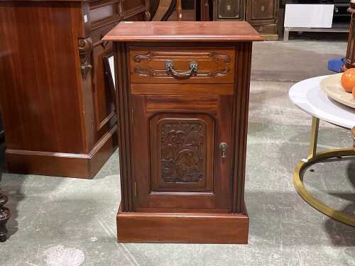 Carved bedside cupboard