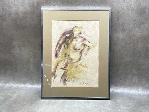 D. Bonette (artist unknown), (Nude study), mixed media sketch on paper
