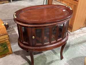 Victorian style oval mahogany drinks cabinet - 2