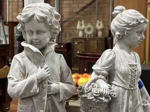 Resin boy and girl outdoor garden figures - 2
