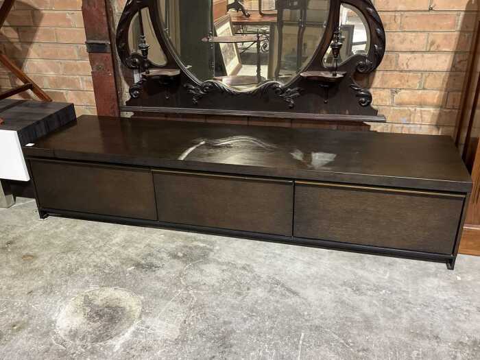 Modern timber low entertainment unit