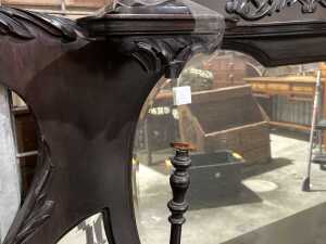 Antique carved timber overmantel mirror - 4