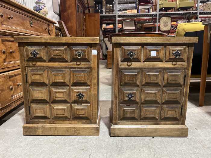Spanish style brutalist bedside cabinets