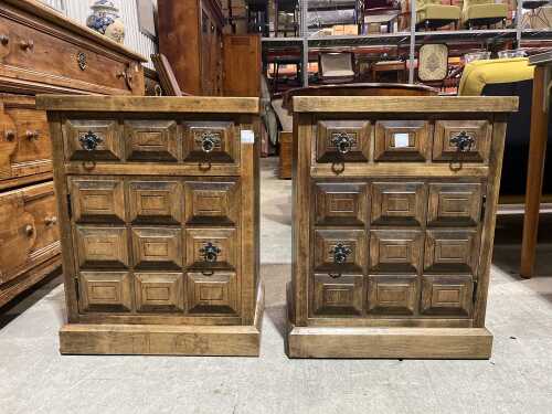 Spanish style brutalist bedside cabinets