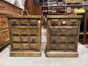 Spanish style brutalist bedside cabinets