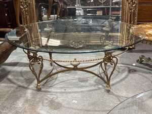 Cromwell glass and brass coffee table