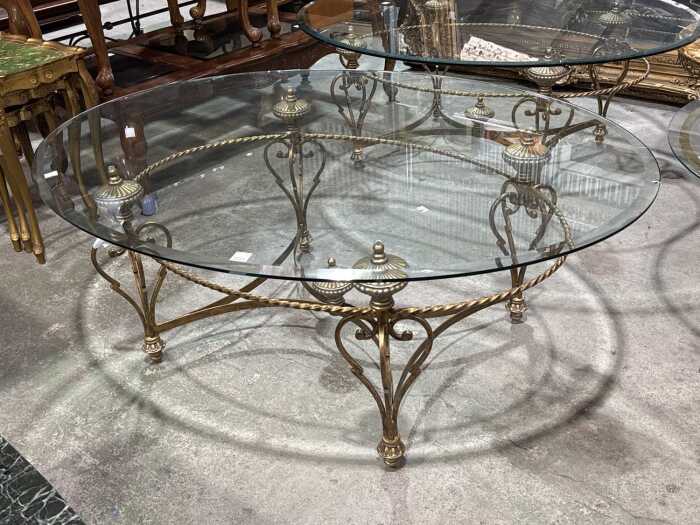 Cromwell glass and brass coffee table