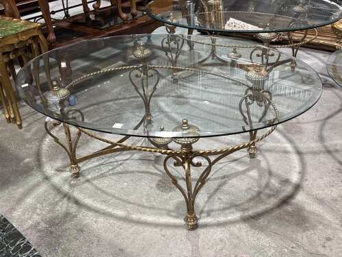 Cromwell glass and brass coffee table