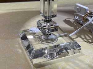 Pair of modern Perspex table lamps with white shades - 3