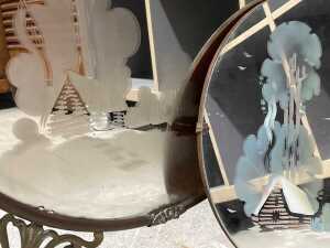 Brass fire screen, together with a matching wall mirror - 3