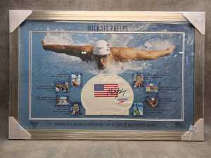 Michael Phelps framed memorabilia collage