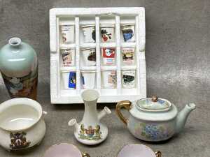 Miniature porcelain items including Limoges three piece table and chairs, - 3