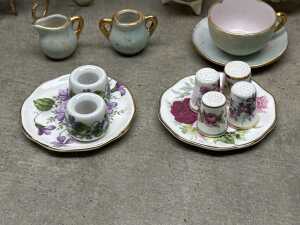 Miniature porcelain items including Limoges three piece table and chairs, - 4