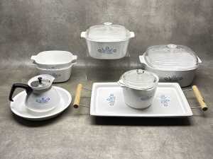 Corningware 'Cornflower' cookware items