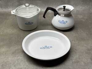 Corningware 'Cornflower' cookware items - 3