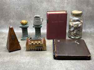 Decorative items, including a metronome