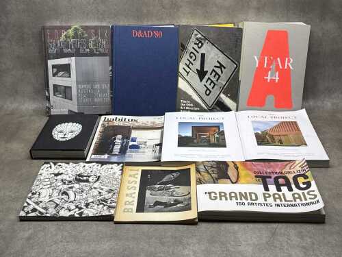 Design books and magazines, including Art Basel Year 44