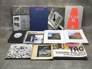 Design books and magazines, including Art Basel Year 44