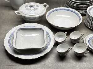 Gareis Bavarian blue and silver decoration porcelain dinner setting for 8 - 4