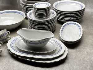Gareis Bavarian blue and silver decoration porcelain dinner setting for 8 - 5