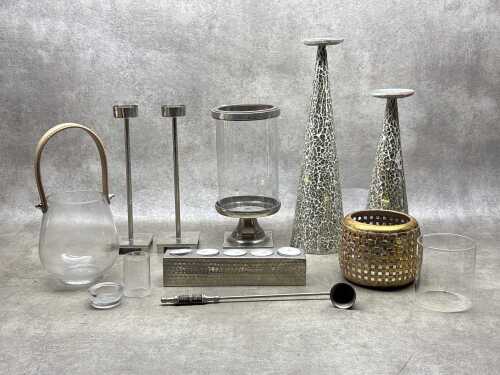 Modern decorative homewares, mainly candle holders