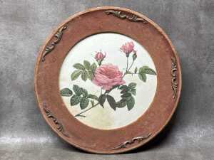 Four floral artworks, three in velvet frames - 3