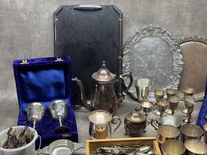Assorted silver plate and metalware including goblets - 2