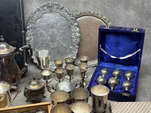 Assorted silver plate and metalware including goblets - 3