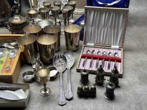 Assorted silver plate and metalware including goblets - 5
