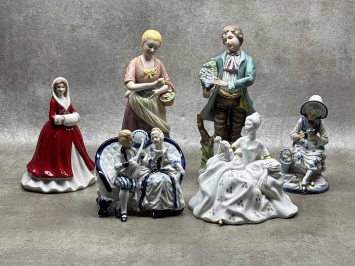 Six porcelain figures, including Royal Doulton