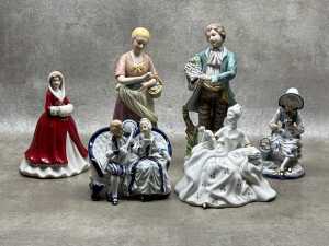 Six porcelain figures, including Royal Doulton