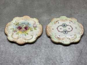 Antique porcelain blush ware including pair of twin-handled vases, pair of candlesticks, plates, etc. - 5