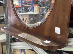 Timber mirror featuring an arched design and built-in wall shelf - 3