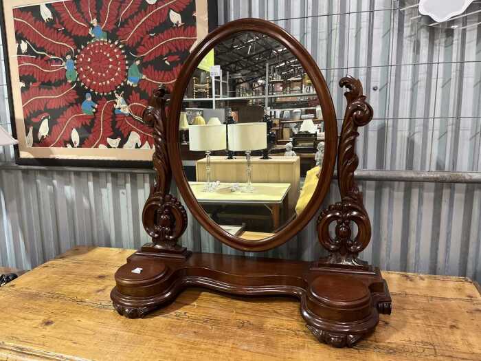 Victorian-style mahogany shaving mirror