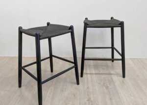 Pair of rattan stackable bar stools
