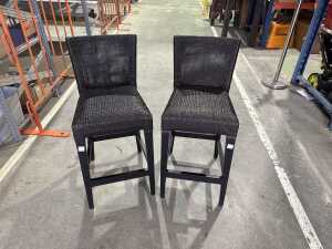 Pair of modern weaved bar stools
