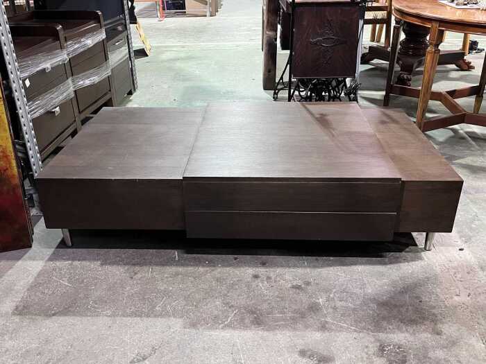 Modern timber coffee table with chrome legs