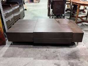 Modern timber coffee table with chrome legs