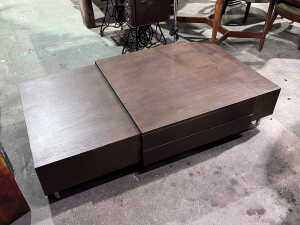 Modern timber coffee table with chrome legs - 2