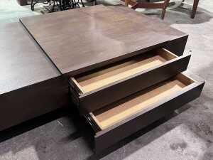 Modern timber coffee table with chrome legs - 3
