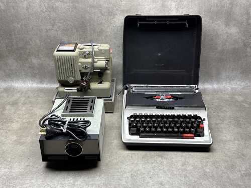 Vintage tech, including projectors, Pinnock portable typewriter