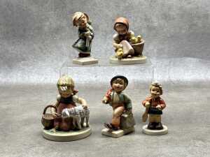 Five Goebel Hummel porcelain figures