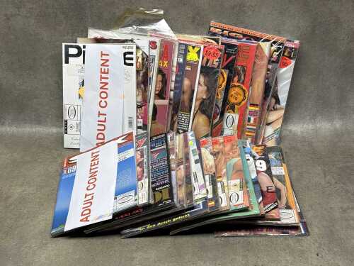 Vintage collectable adult magazines some sealed (adult content), including Dolly Buster