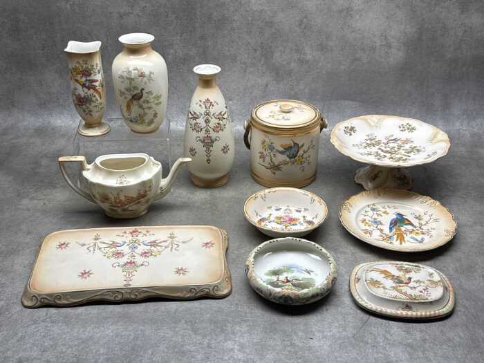 Antique porcelain blush ware with bird decoration