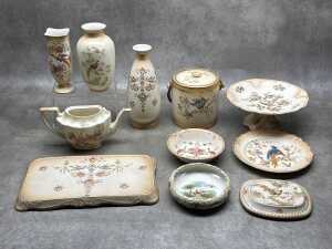 Antique porcelain blush ware with bird decoration