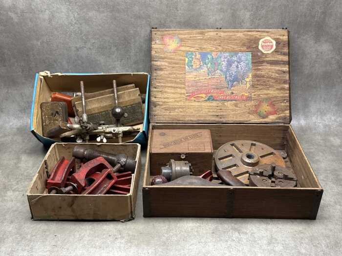 Antique hand tools, including Stanley No. 45 combination plane