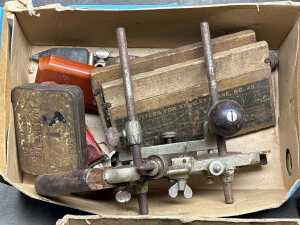 Antique hand tools, including Stanley No. 45 combination plane - 4
