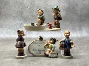 Five Goebel Hummel porcelain figures