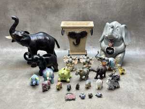 Collection of decorative elephant figures