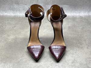 L.A.M.B Oxley stiletto wine coloured croc-embossed shoes - 3